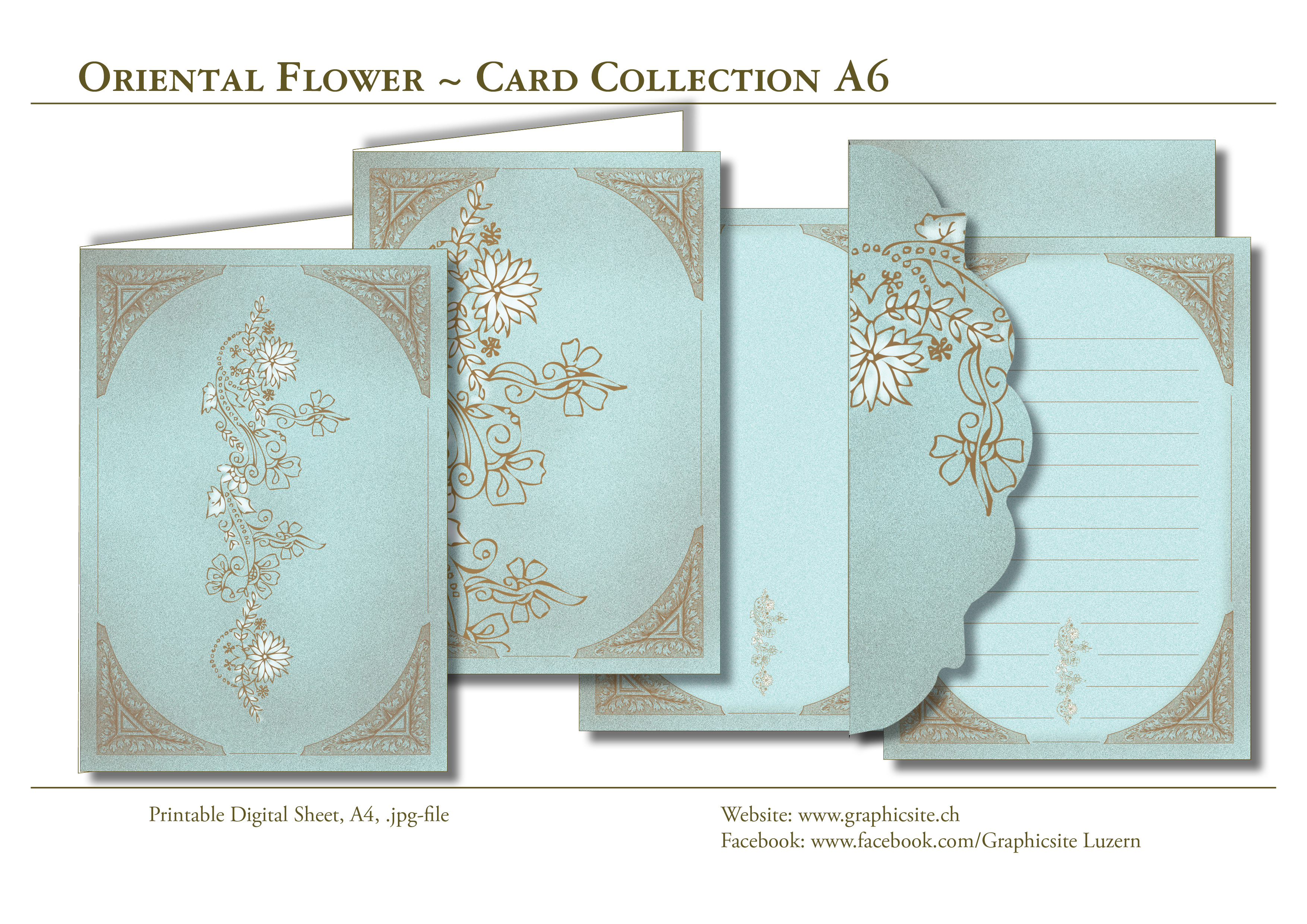 Karten selber drucken -  Blume, Floral, Orientalisch - Karten, Grusskarten, Kuvert, Grafiker Luzern, Schweiz